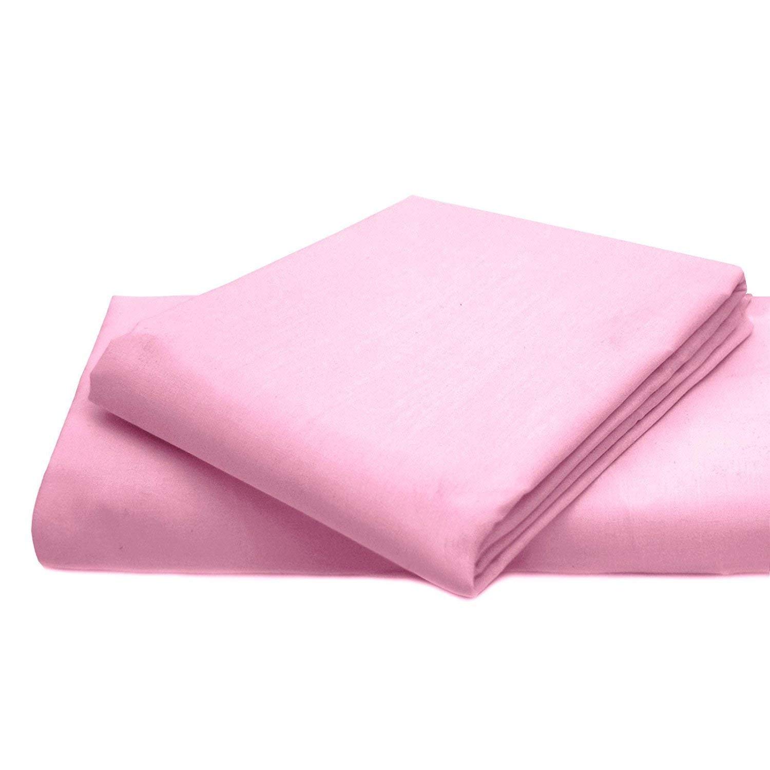 King Of Cotton White/Pink Egyptian Cotton Flat Sheet 200Tc (, King)