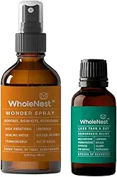 Kit de alívio de hemorróidas – Spray perineal totalmente natural para alívio rápido pós-parto, hemorróidas, pontos, cicatrizes de cesariana, fissuras, dor de cabeça e estresse – Essenciais