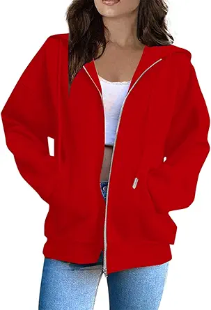 OIOLOYJM Zipper Hoodies for Women Long Sleeve Oversized Sweatshirts Y2k Drawstring Soft Jacket 2025 Fall Fashion with Pockets