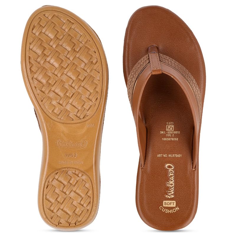 Image of WALKAROO Women's Casual Sandal| Soft Cushioned Footbed & V-Strap upper|Anti-Slip PU sole |Indoor & Outdoor,Daily Use,Causal Sandals-WLR70401