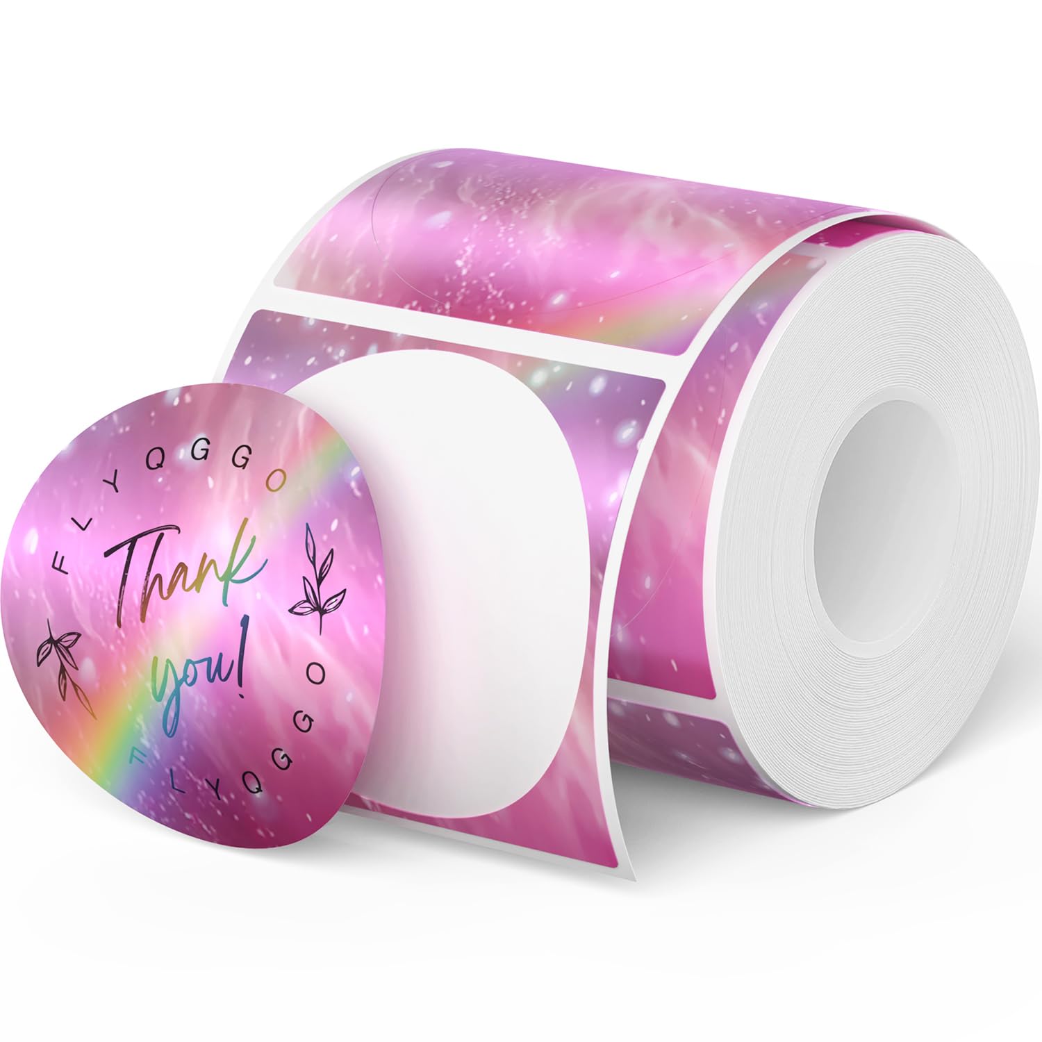 2-Inch Holographic Thermal Stickers - Rainbow Glitter Finish, Water-Proof & Tear-Resistant Label, No Residue Removable Label for Scrapbooking/DIY