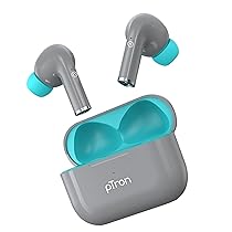 PTron Newly Launched Bassbuds Neo TWS Earbuds, HD Mic & TruTalk ENC Calls, Game/Music Modes, 35Hrs Playtime, in-Ear Bluetooth 5.3 Headphones, Type-C Fast Charging & IPX5 Water Resistant (Grey)