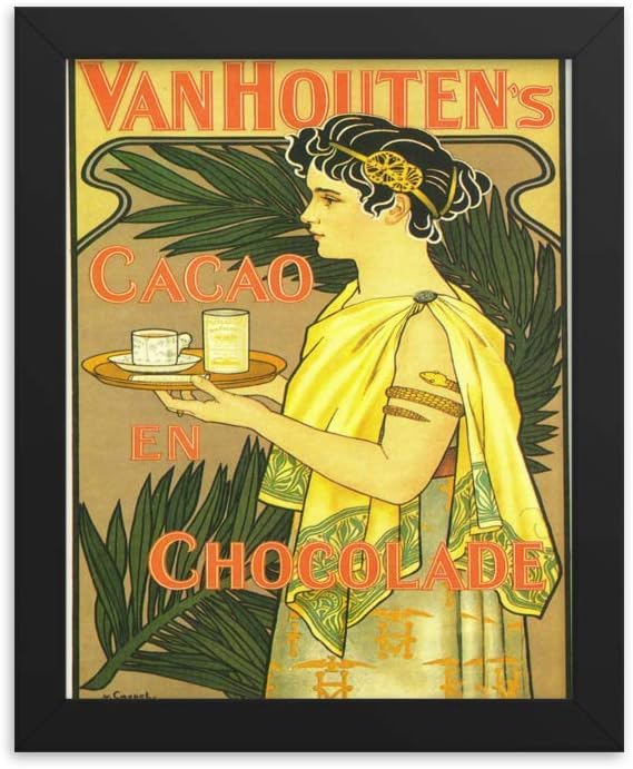 Vintage Poster - Van Houten Cacao en Chocolade 1258 - Enhanced Matte Paper Framed Poster (8x10) - Black Frame