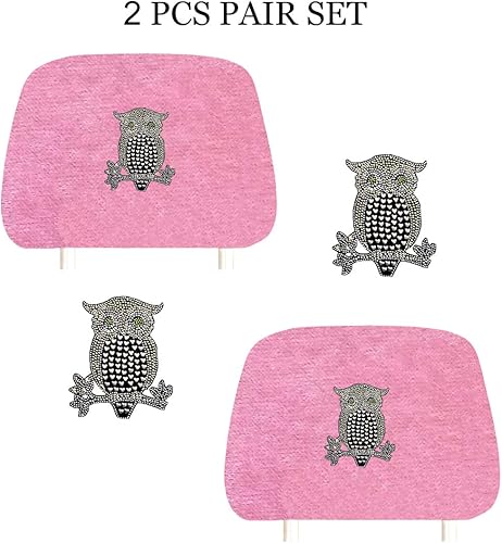 Miniatura 6 de ALLBrand Fundas universales para reposacabezas de asiento de automóvil, camión, con diamantes de imitación y tachuelas, color rosa, paquete de 2
