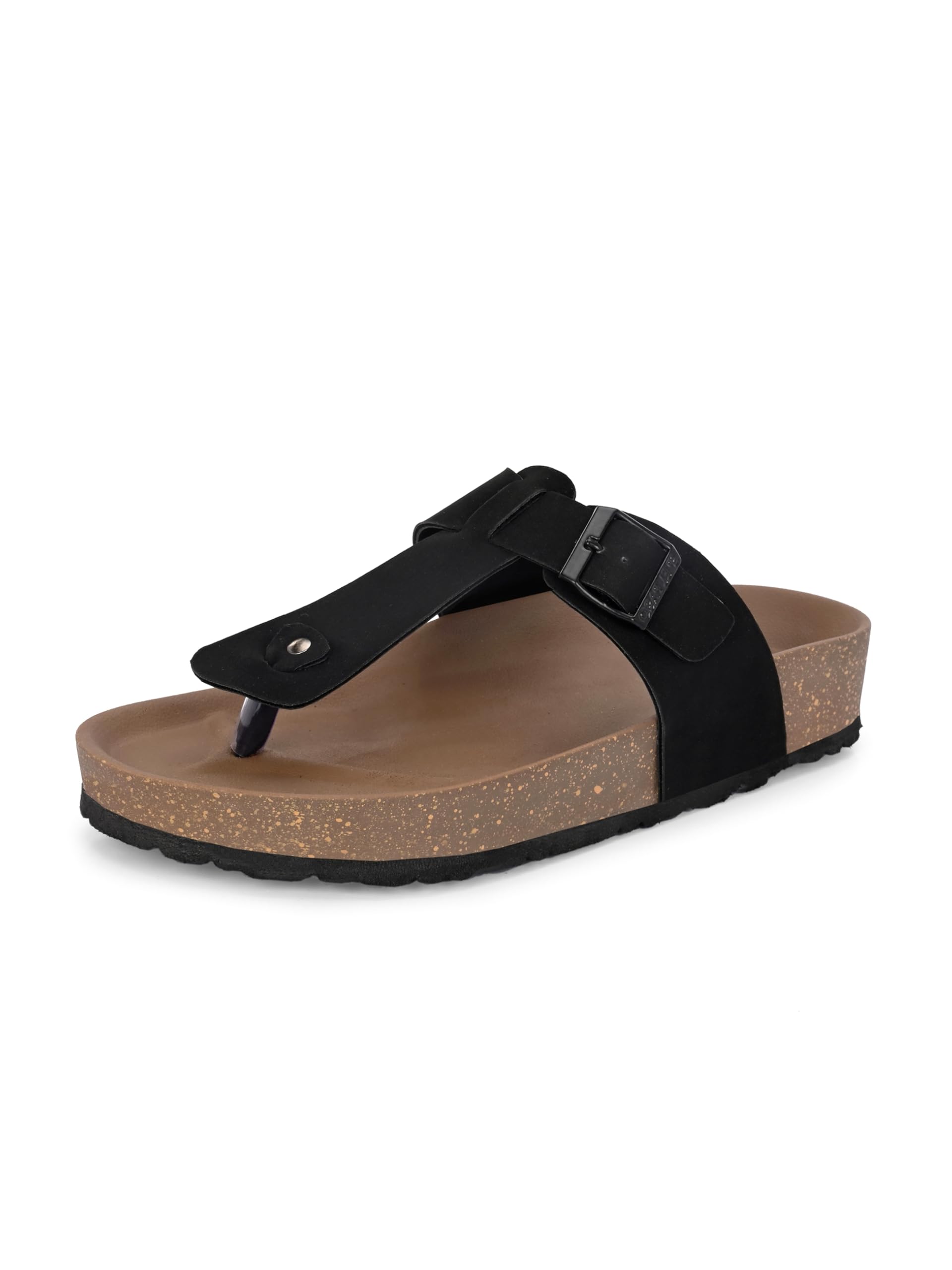 EL PASO Men's Leather Cushioned Cork Sole Sandal Slippers (Size 6 to 12)