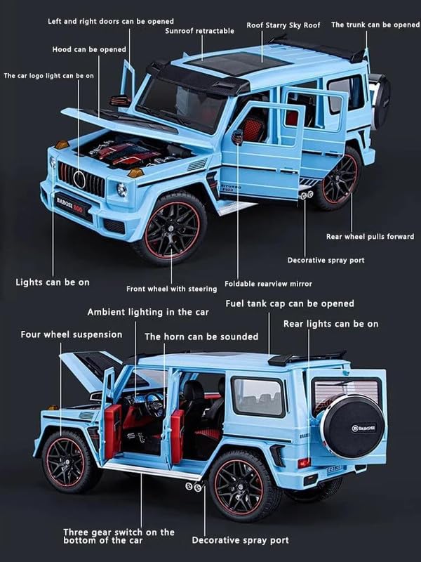 Image of Model 1:24 Mercedees-Benz B G800 Model Alloy Metal Pull Back Die-cast Car Openable Doors with Sound and Light Vehicle Car Toy for Kids - Multicolor