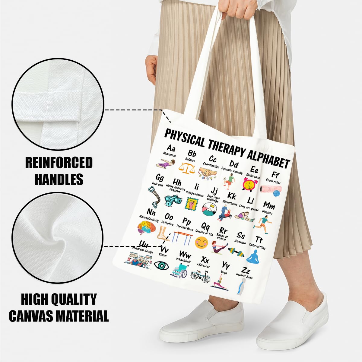 Mental Health Tote Bag for Women, Psychology Gifts for Counselor Therapist Canvas Tote Bag Double-Sided Print