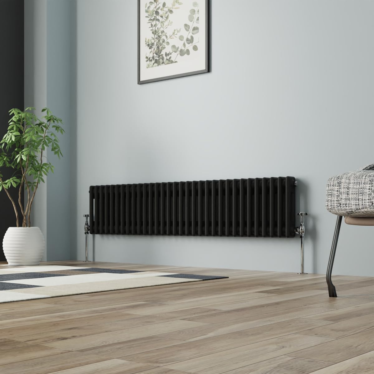 NRG Column Radiator Black 300x1460mm Double Cast Iron Rads