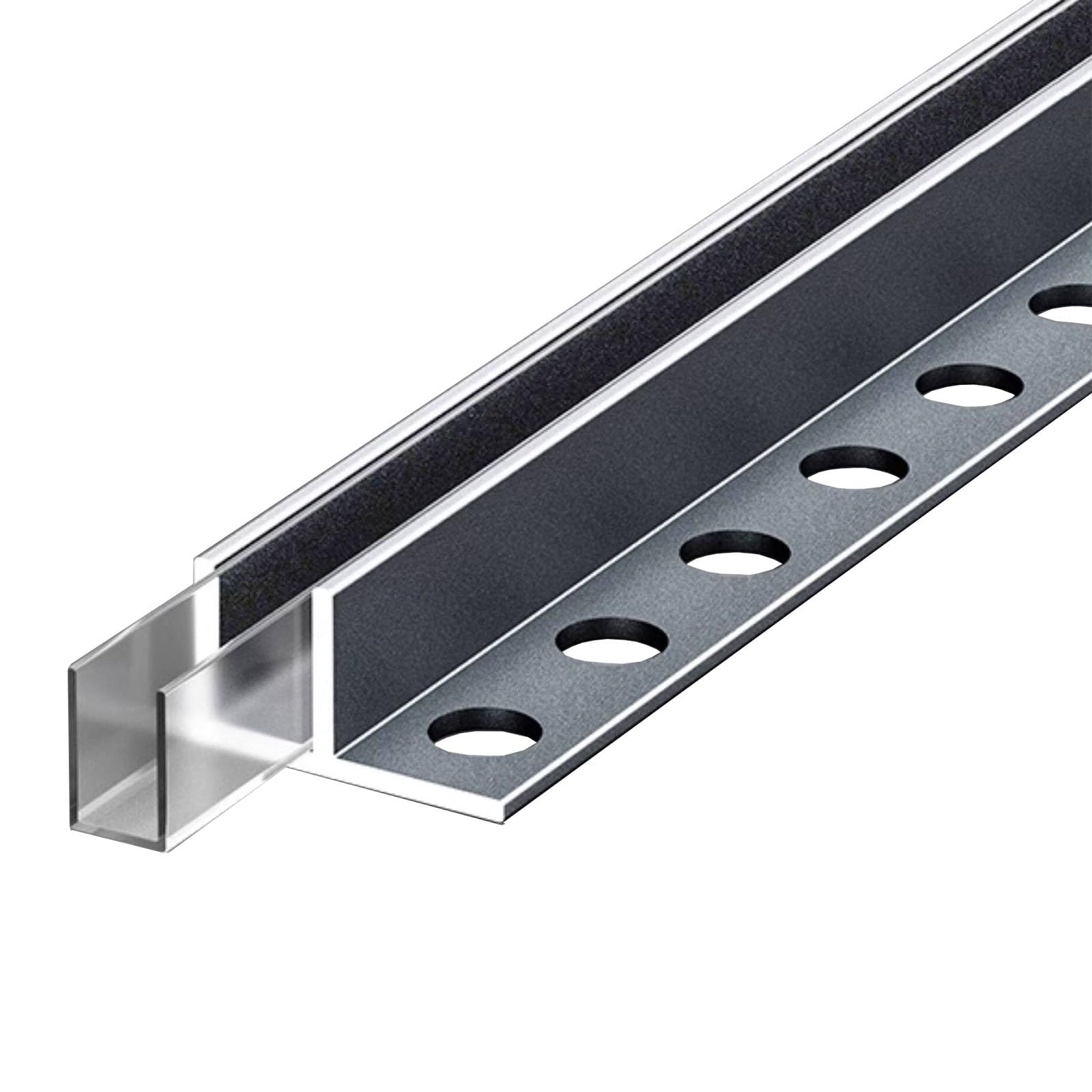 JYHHCYS Versatile Aluminum Glass U Channel, 95 Inch Length Channels Deep Square Trimless, 2 Mm Thickness Frameless Shower Door U-channel for Stair Handrails, Balcony(Gray,For 12mm/0.47in glass)