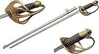 SZCO 32" Officer Ceremonial Sword - Brass Guard, Leather Grip, Steel Scabbard Military Dress Replica for Reenactments, Cosplay & Display