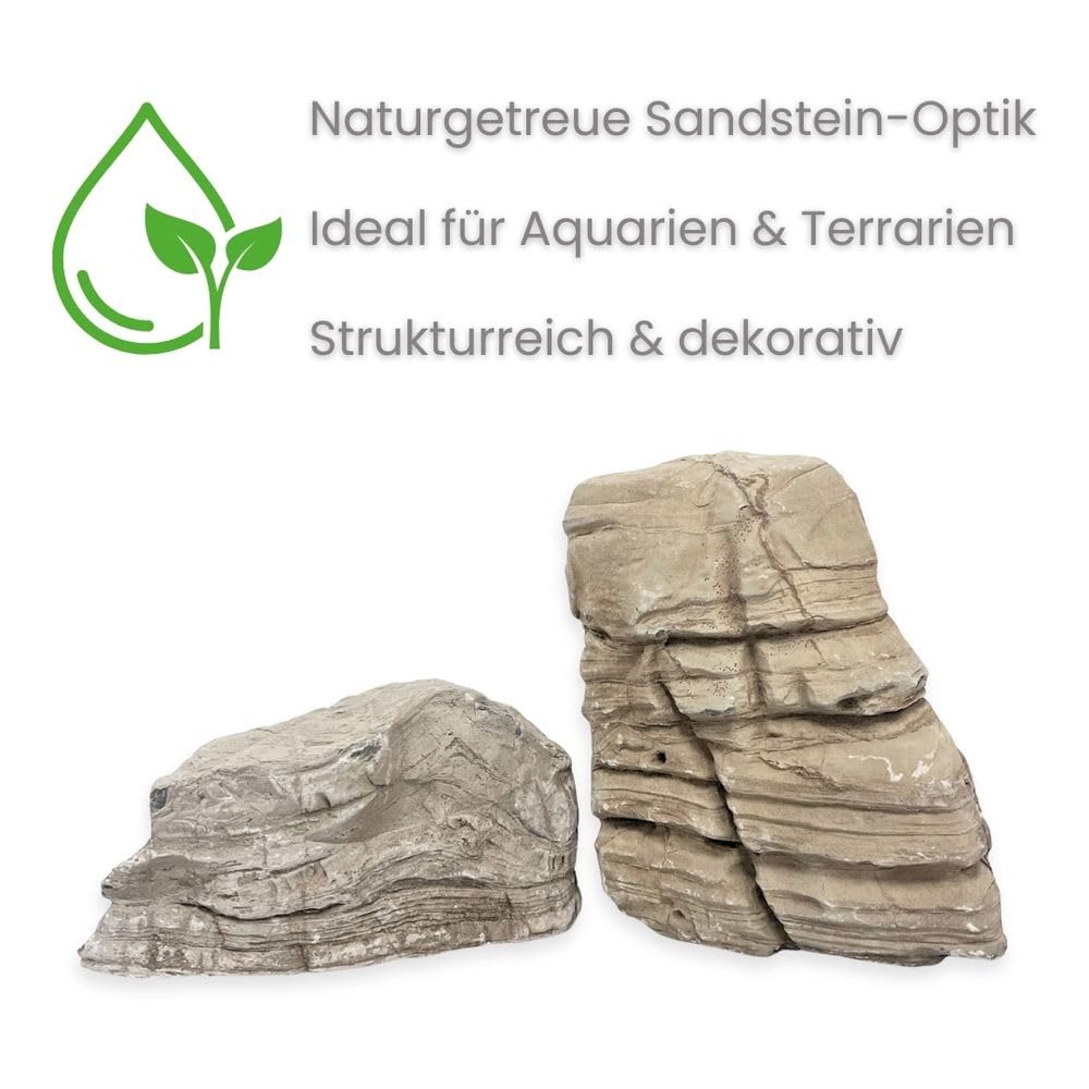 AquaOne Aquariumsteine Sandwüsten Gestein I Natursteine 25 kg Mix Größe M-XL I Steine für Aquascaping I Authentische Dekoration für Sandwüsten-Aquarien