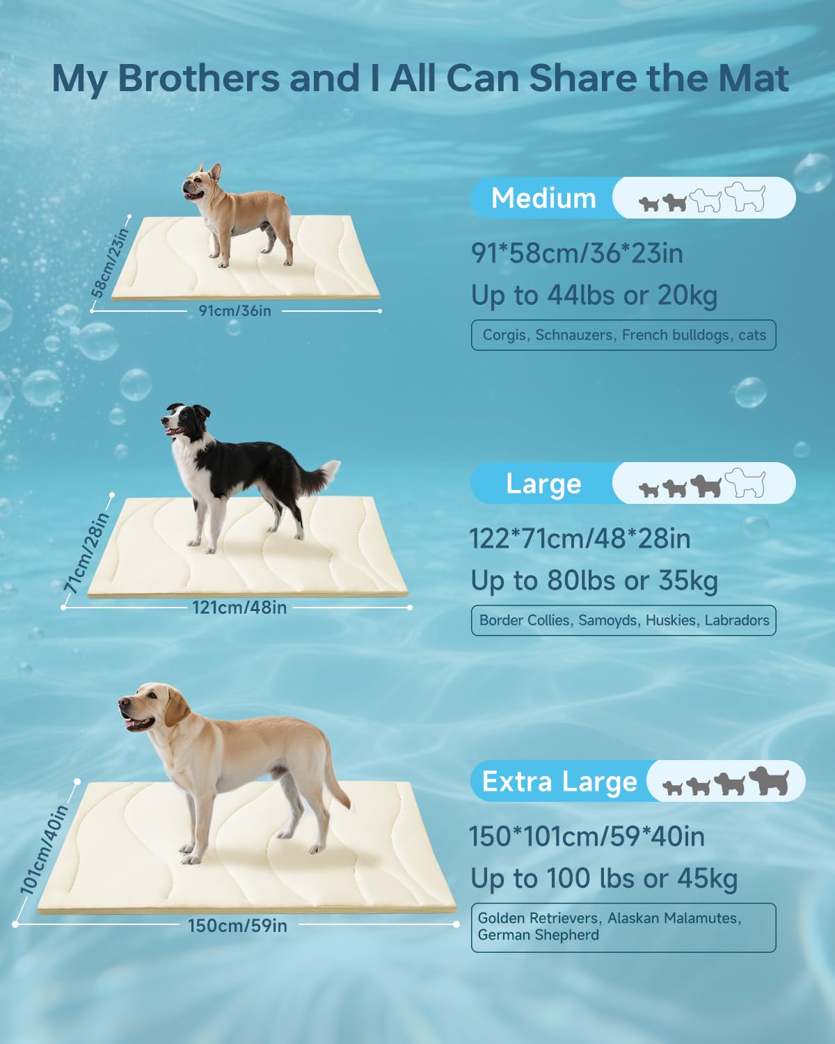 BABTGREAT Tapis rafraîchissant pour chien – Tapis rafraîchissant réversible pour chiens de taille XL, lavable et non toxique – Tapis rafraîchissant d'été 2.0 pour animaux de compagnie – Pour cage