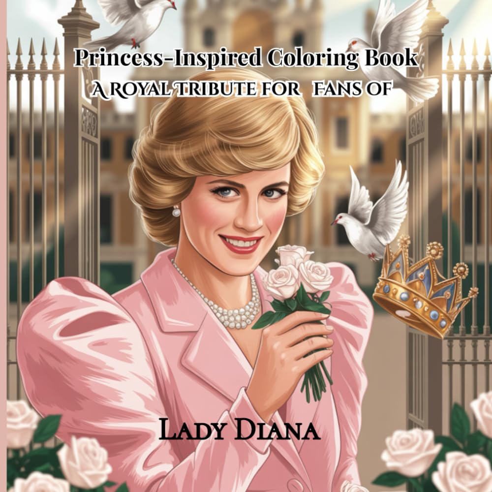 Princess-Inspired Colouring Book: A Royal Tribute for Fans of Lady Diana: with Iconic Moments & Regal Poses to Colour | For Kids, Adults & All Admirers of the People’s Princess