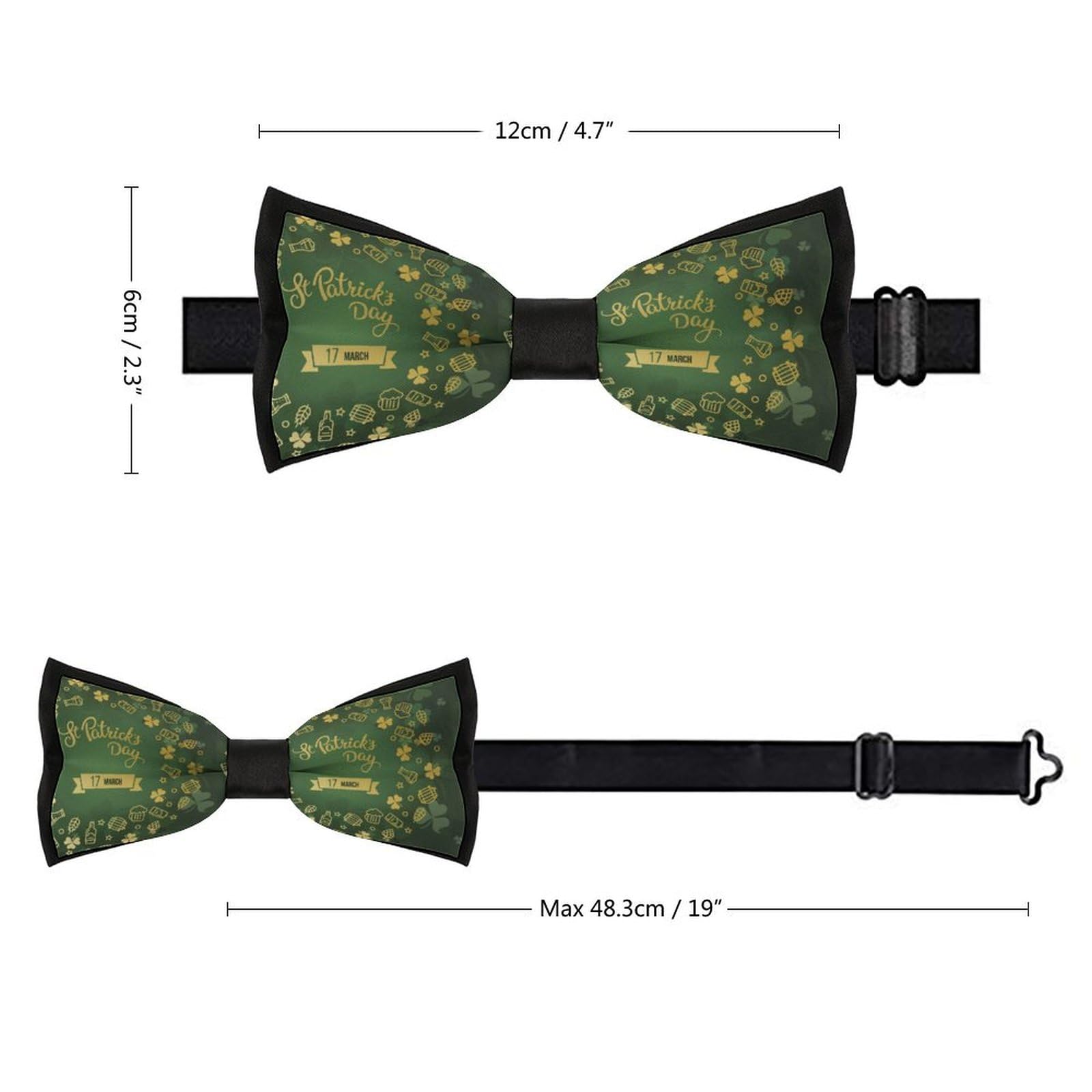 JYYAU Celebrate St Patrick's Day Bow Tie Adjustable Necktie For Men Business Fashion Pre-tied Tie Neckwear Novelty Accessory For Weddings Party Festival