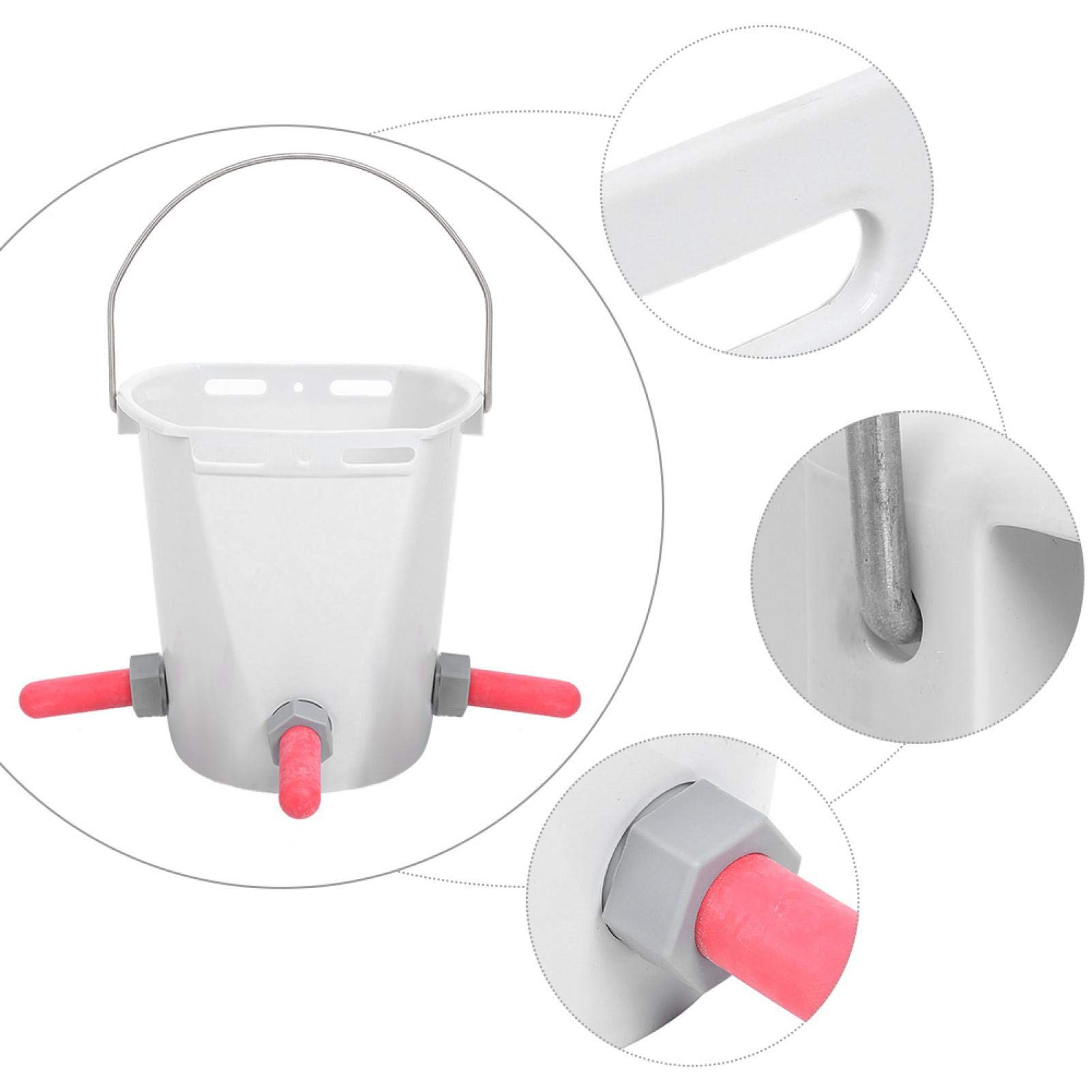 Cubo de alimentación de Leche para terneros, HL-MP70 Cubo de alimentación de Leche de Cordero con pezón, Montaje Duradero de Gran Capacidad para Ganado Vacuno ovino (Cinco) (Tres)