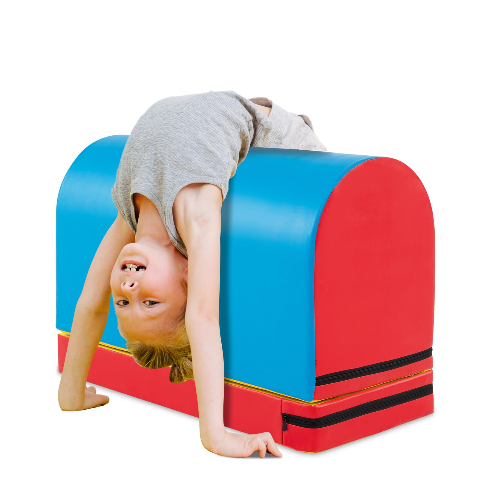 GOPLUS 2PCS Parcours Motricité Bébé avec Tapis Gymnastique Détachable, Équipement d’Entraînement au Saut, Boîte de Saut Pliométrique pour Intérieur Chambre, Gymnasitque, pour Enfants 3-10 Ans
