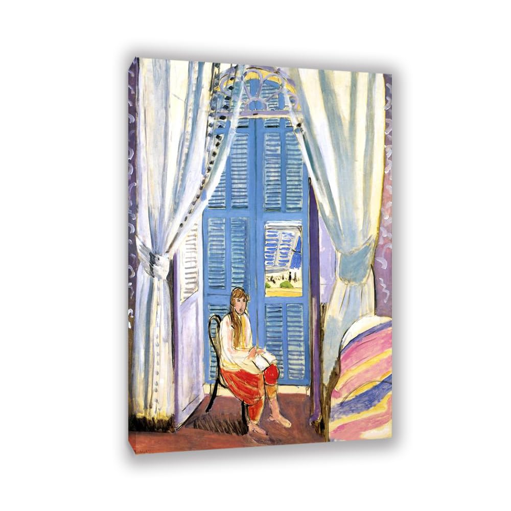 MYCGGDGH Henri Matisse Painting Reproduction The French Window at Nice Fine Art Canvas Henri Matisse wall art canvas prints for home decor for living room Bathroom Office 45x30cm(18x12in) Frame