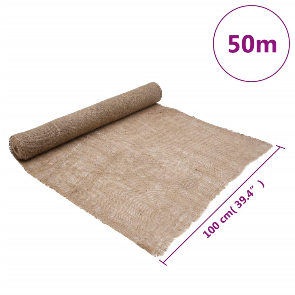 Tkanina jutowa 1 x 50 m, 100% naturalna juta 200 g/m², wszechstronna do dekoracji, pakowania prezentów, bieżników, kreatywnych prac ręcznych, rustykalnych aranżacji pomieszczeń