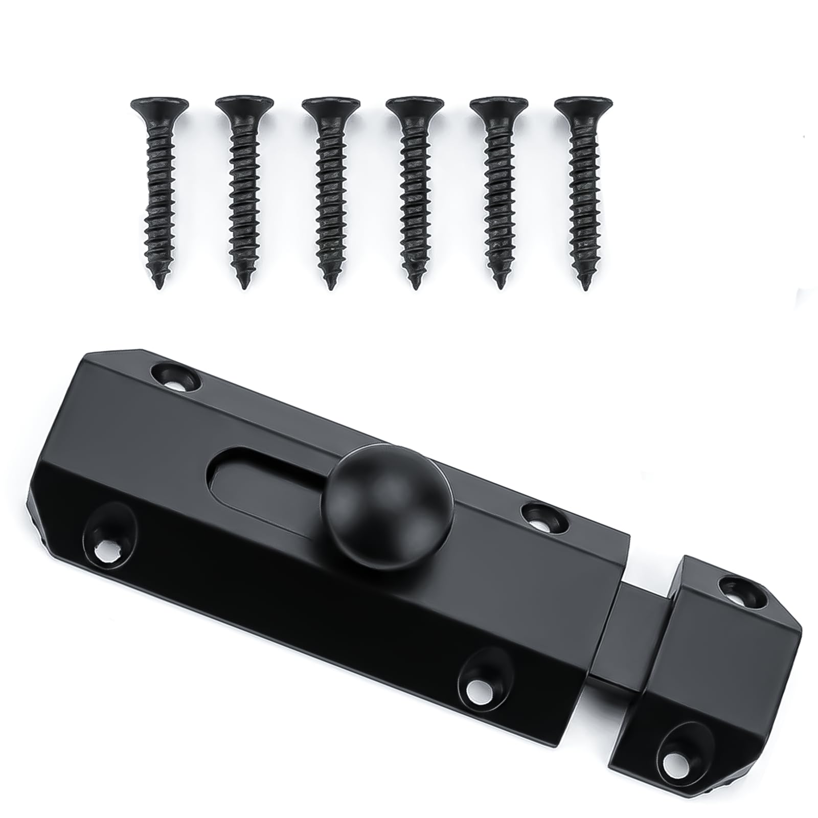 Velnos Black Door Bolt Zinc Alloy Slide Barrel Latch 4 Inch for Internal Door Bathroom and Garden Gate