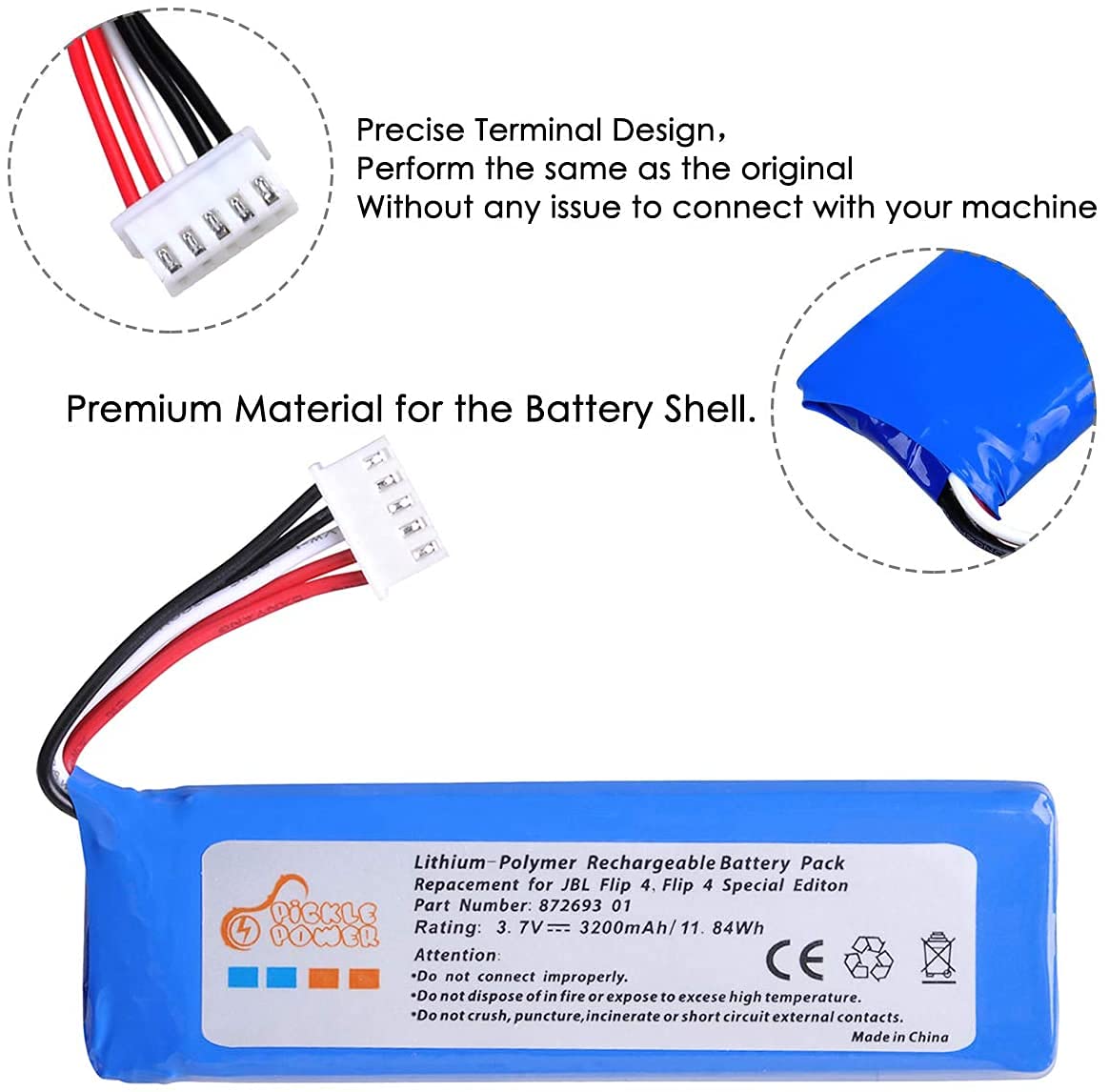 Pickle Power Rechargeable Battery For Jbl Flip Flip
