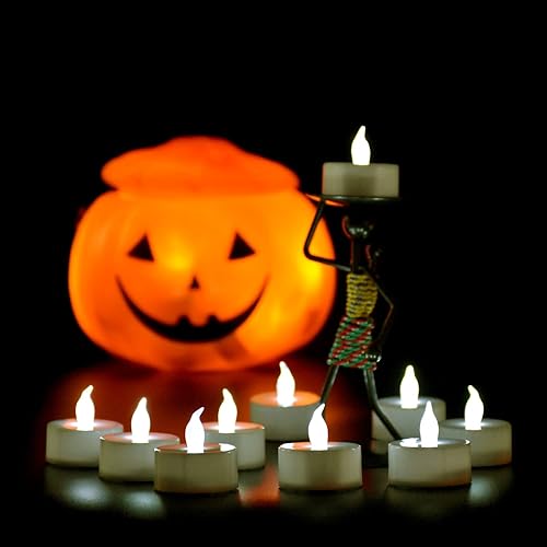 Miniatura 5 de 150 velas de té LED parpadeantes sin llama, velas votivas falsas de larga duración, más de 200 horas para el hogar, vacaciones, boda, lámpara blanca