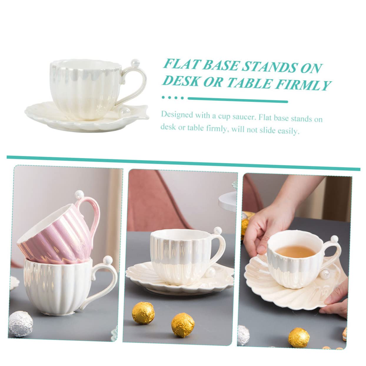 Kaffeebecher mit Untertasse Einfach zu Reinigen Weiß Keramik 240ml und Kaffeezubehör Multifunktionaler Haushaltswasserbecher Elegantes Design für Täglichen Gebrauch