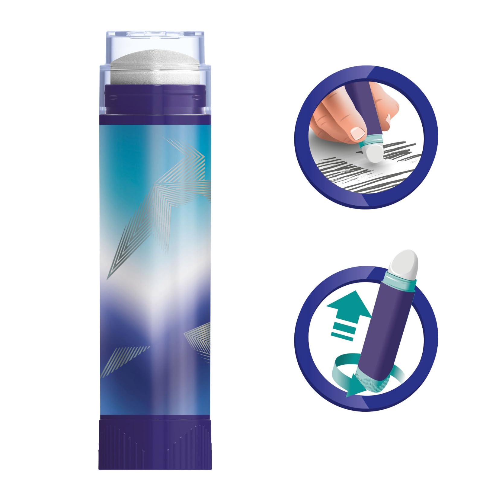 Maped - Display mit 20 Radiergummis, Arctic Tube – sauberes und präzises Drehsystem – weißer Radiergummi ohne PVC – Eis-Metallic-Design
