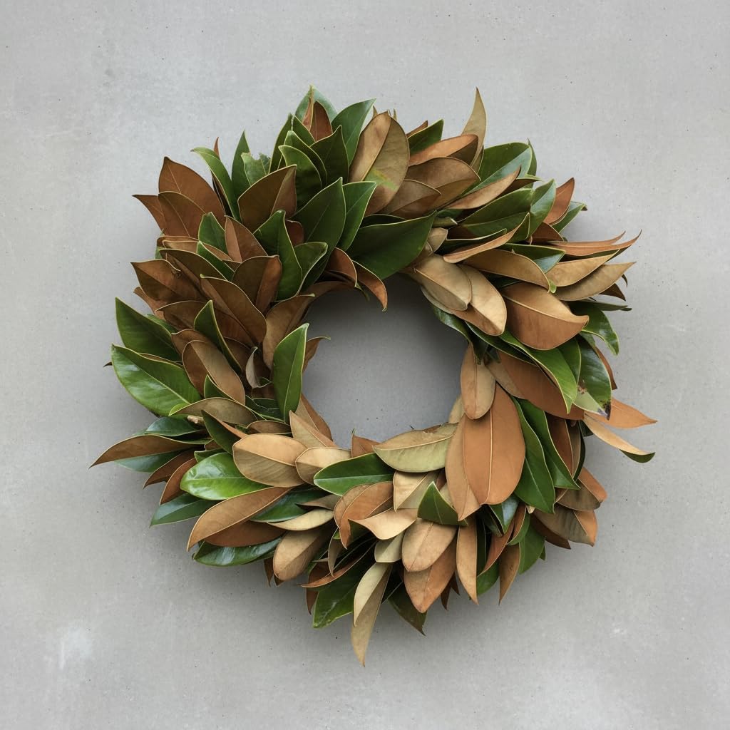 Live Magnolia Wreath Fresh Leaves 24" [Overnight Shipping from California] for Front Door Natural Wreath for Indoor Outdoor Farmhouse Festival Home Decor Events Wedding