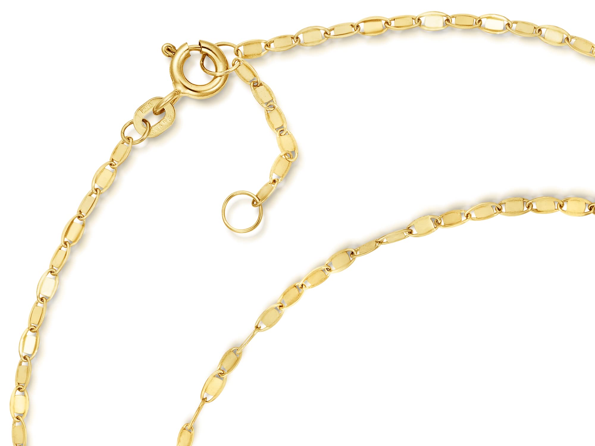 Fußkette Plättchen Breite 1,9mm | aus echt 585 Gold | hochglanzpolierte Fußkette | Echtgold mit Federringverschluß