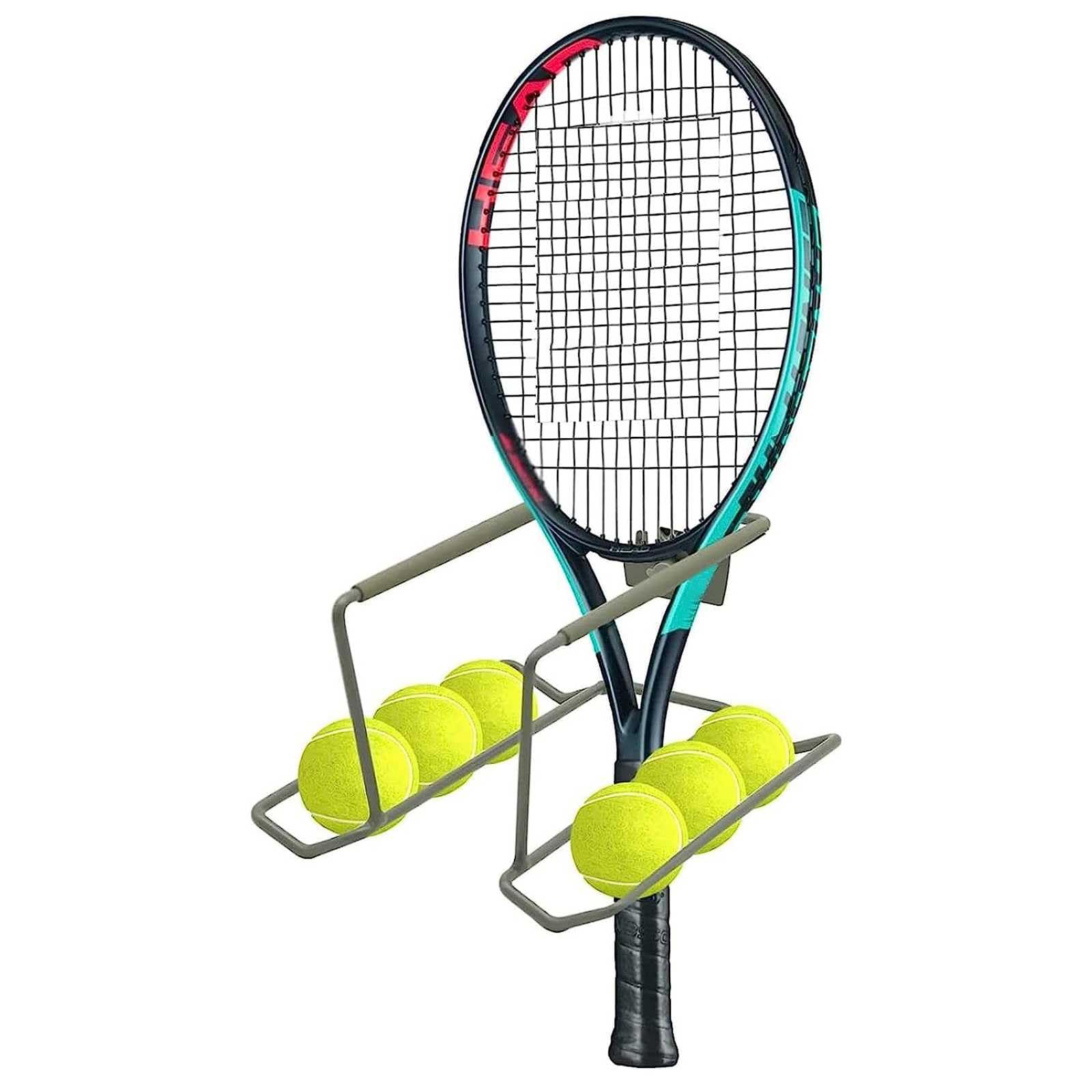 Soporte de metal para raqueta de tenis de pared, ahorro de espacio, para 4 raquetas y 6 pelotas, perfecto para bantón de tenis y ping-pong ar sto