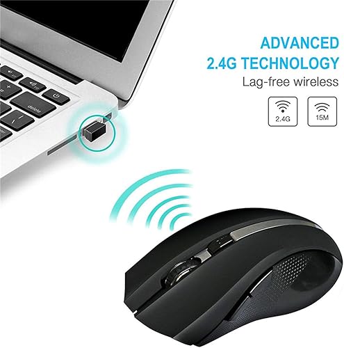 Miniatura 2 de XBOSS L7 - Ratón óptico inalámbrico con Bluetooth de 6 botones para computadora PC mouse con adaptador USB Mause para OS Windows Mac Linux Ps2 Ps3