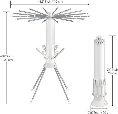 Miniatura 8 de Estante de Secado de Ropa de 4 Patas, Estantes de Secado de Ropa Plegables con Agujeros Antideslizantes y 4 Poleas, Estante para Zapatos, Estante de