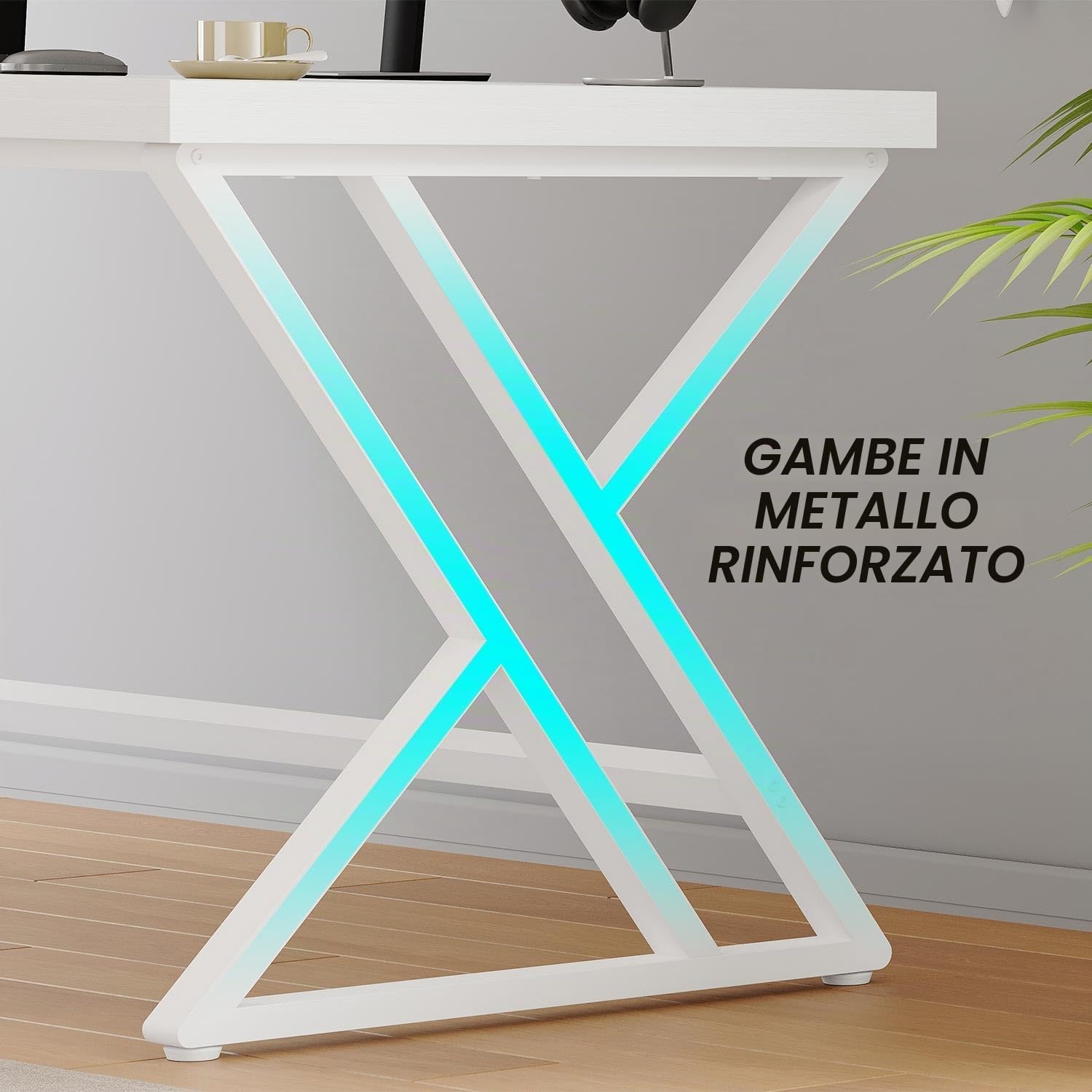LVB Tavolo per Computer Lungo Industriale per Ufficio a Casa per Studenti, Grande Scrivania in Metallo per Scrivere, Studio, Lavoro, Scrivania in Stile Farmhouse Esecutiva per Computer da Gioco per