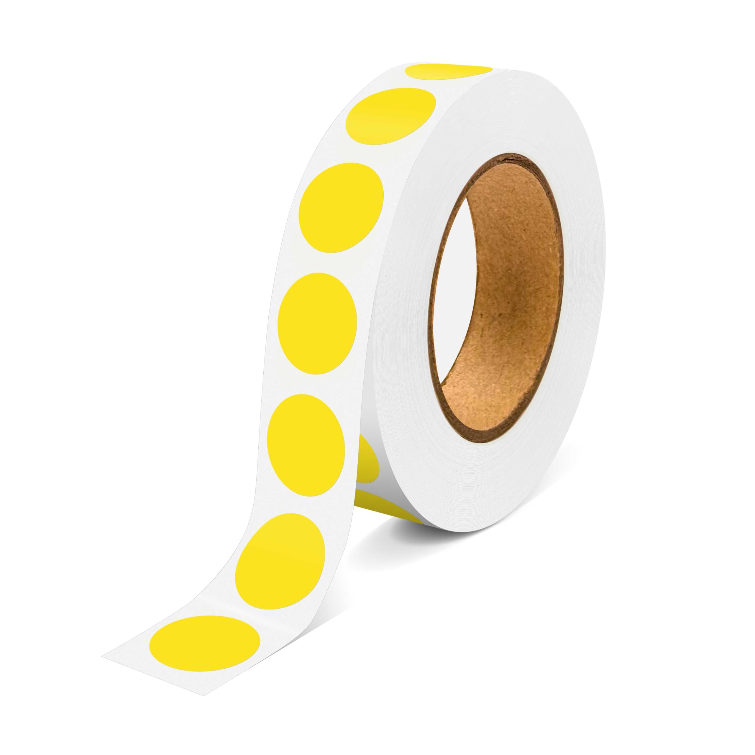 WANSTE 1000PCS Yellow Colored Dot Stickers Round Coding Circle Label Stickers 0.5 inch Label in Dispenser Box for Office Classroom