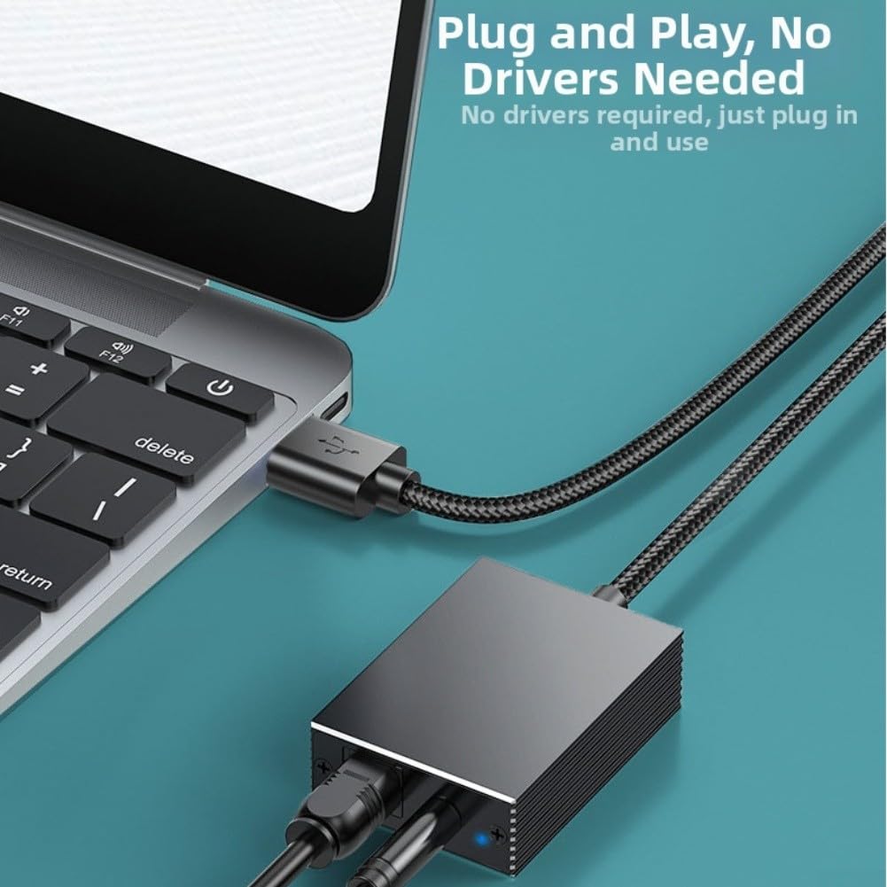 USB-Audio-Konverter auf 3,5 mm und optischen Ausgang, unterstützt PC-Audio-Geräte, kompaktes Aluminium-Legierungs-Design für zuverlässige Klangübertragung (0,2 Meter)