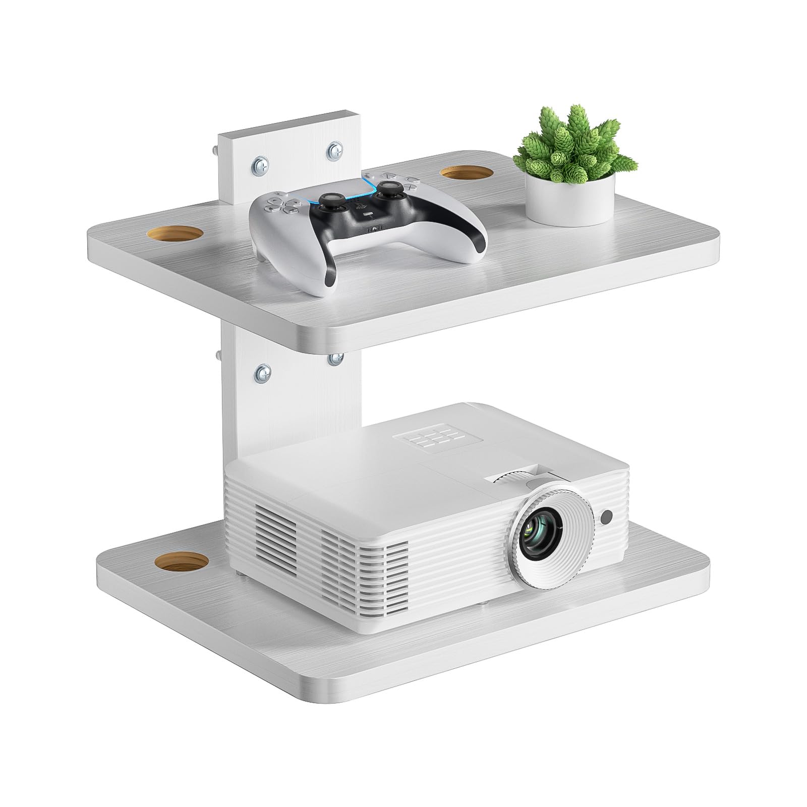 WALI Floating TV Shelf, 2 Tier Projector Shelf for DVD Players, Routers, Game Consoles, Cable Boxes, Living Room Decor Accessories, Wall Mount Shelves Holds Up to 22lbs (CS202NW), 2-Shelf, White