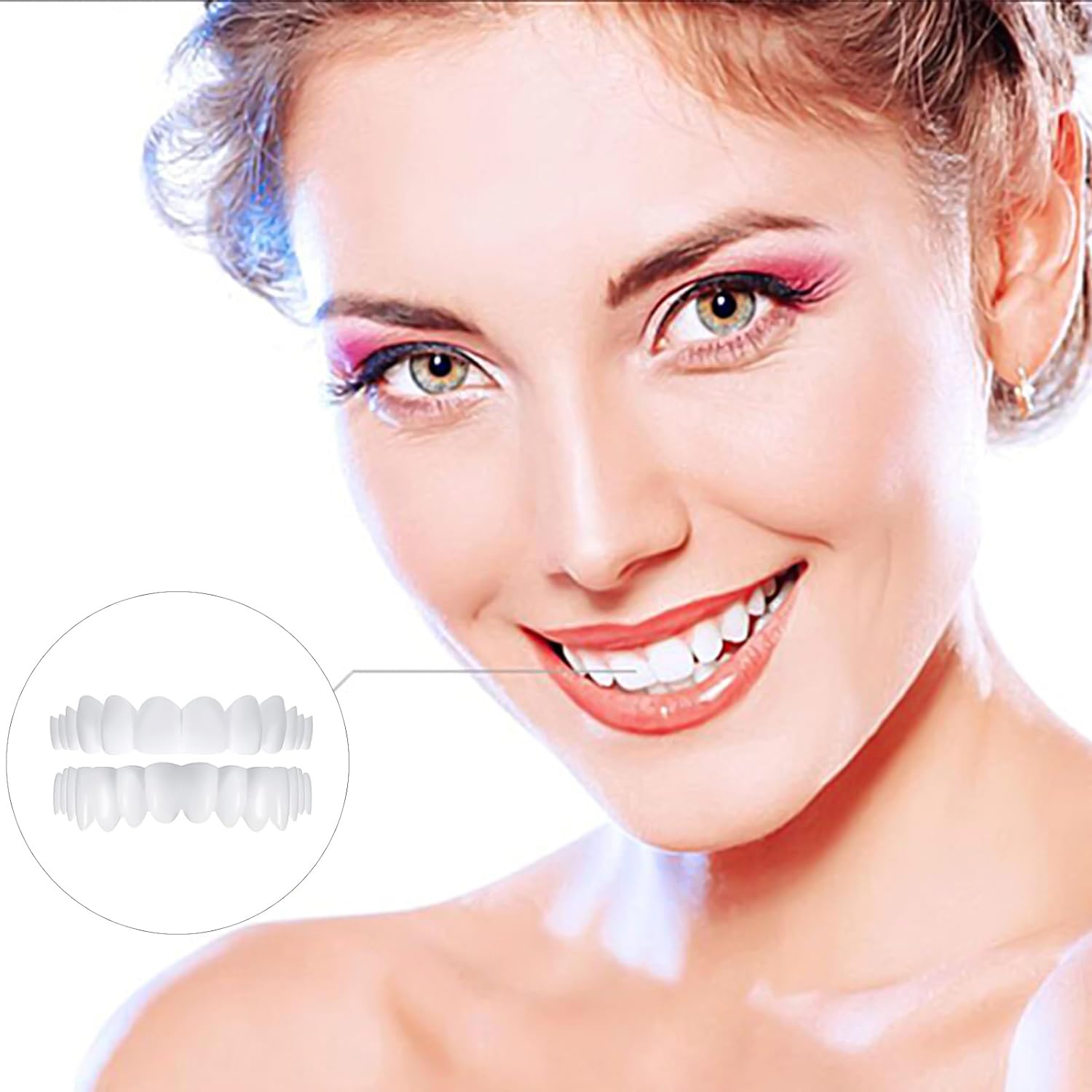 Dientes Postizos Temporales, 2 pares Dentaduras Postizas Instantáneas, Carillas Dentales, Dentadura Postiza Perfecta, Dentaduras Postizas Ajustables, Dientes Postizos, para Hombres Mujeres
