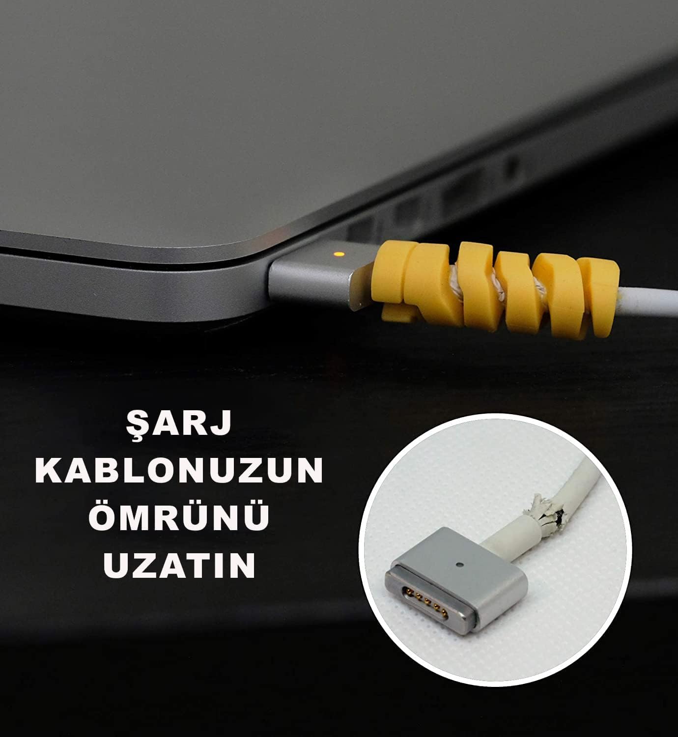 Happy Trend 4 Adet Spiral Esnek Silikon Kablo Koruyucu iPhone - Micro USB ve TYPE-C ve Diğer Tüm Kablolar İçin Uygun Kablo Koruyucu 4 Farklı Renk