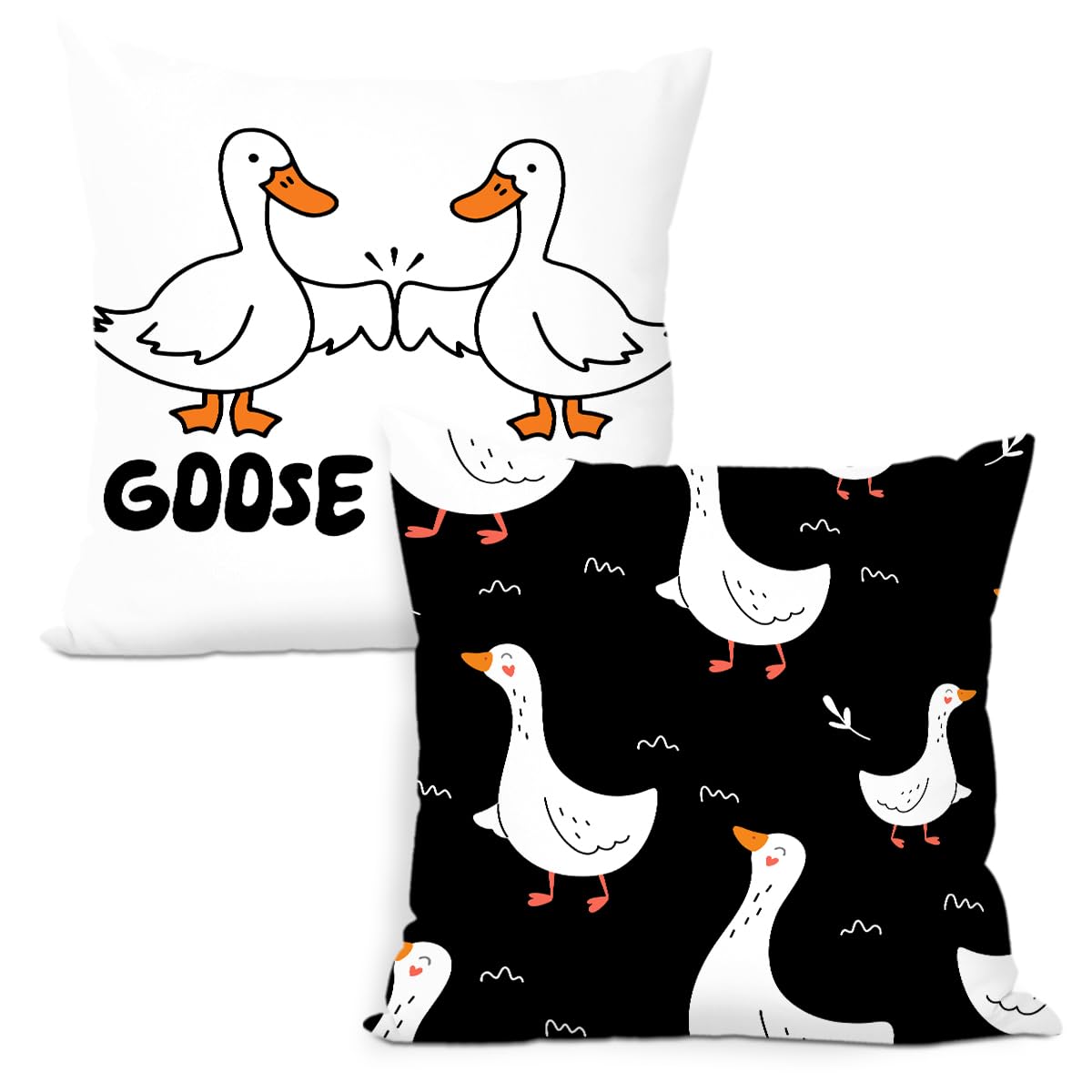 2Pcs Duck Pillow Covers 18x18 Inch, Goose Bumps Throw Pillow Covers with Square Pillowcases, Cute Duckies Pillows Cover for Living Room Home Cushion
