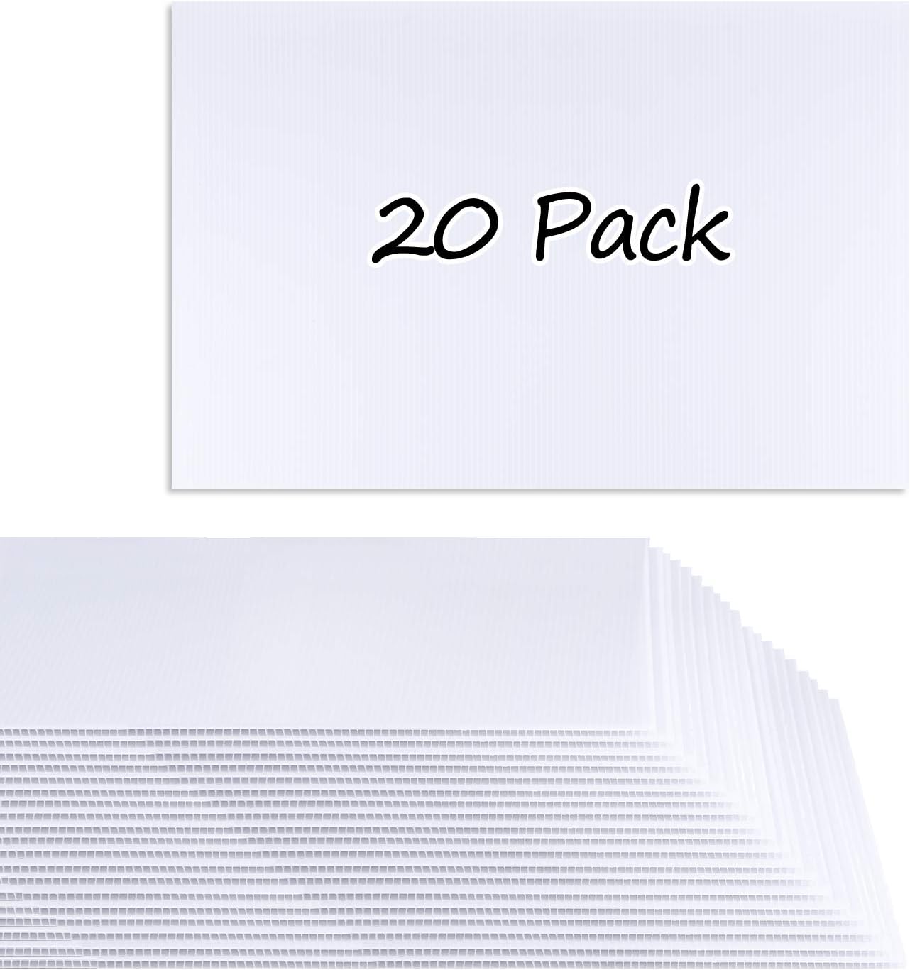 PLULON 20 Pcs Blank Yard Sign Bulk 17 x 12 Inches Corrugated Plastic Board Sheet Poster Board Sign Lawn Signs for Rent Garage Sale Open House Signs Birthday Outdoor Decorations