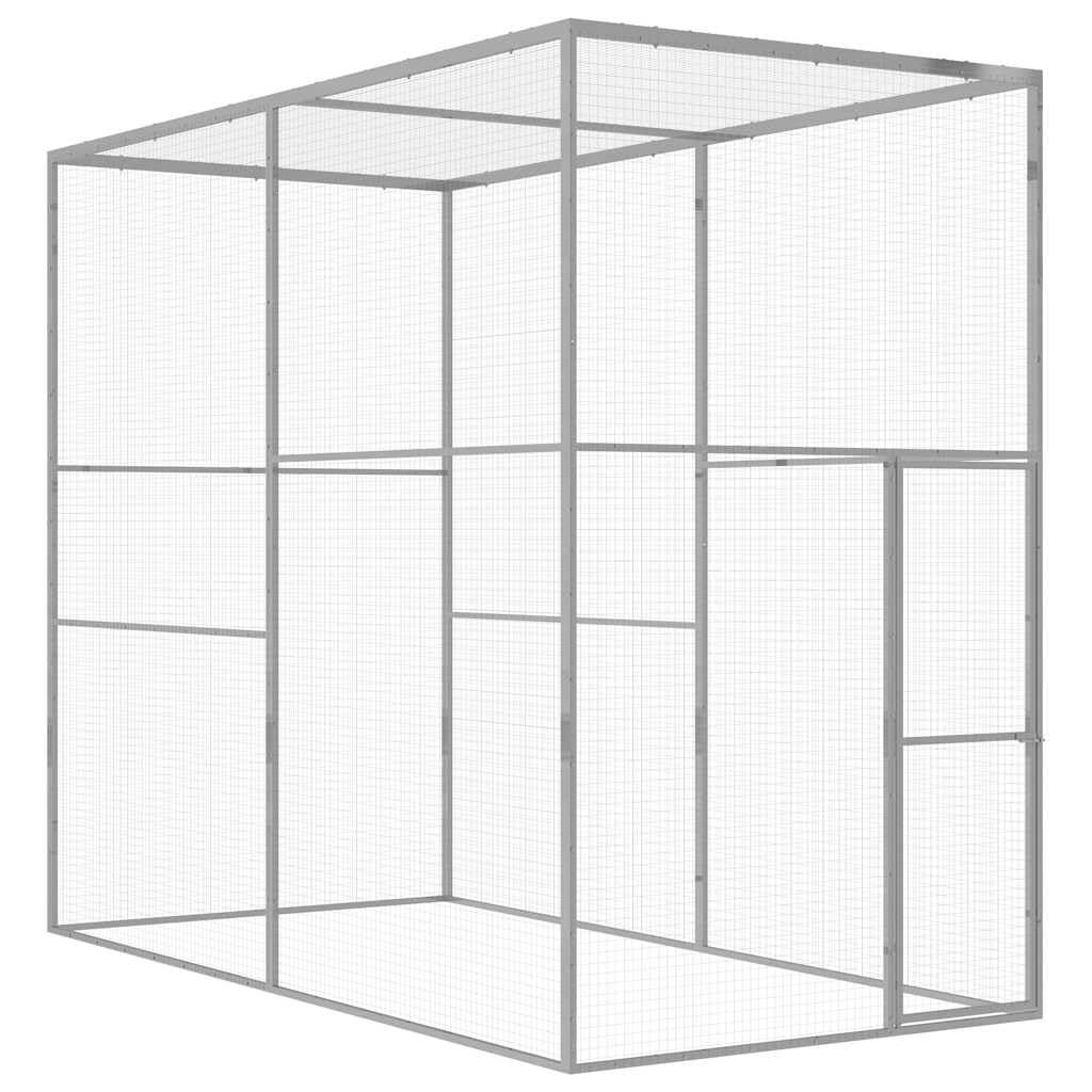Gabbia per gatti, 3 x 1,5 x 2,5 m, in acciaio zincato, colore argento