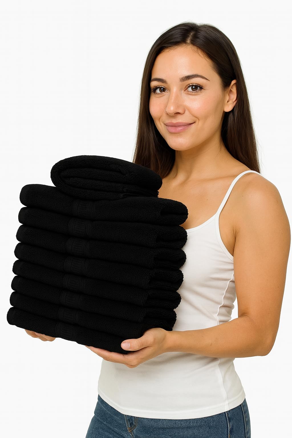 Set di 8 asciugamani da bagno, 600 g/m², 100% spugna, di alta qualità, molto assorbenti, per bagno, doccia, uso quotidiano, lavabile in lavatrice (70 x 140 cm, nero)