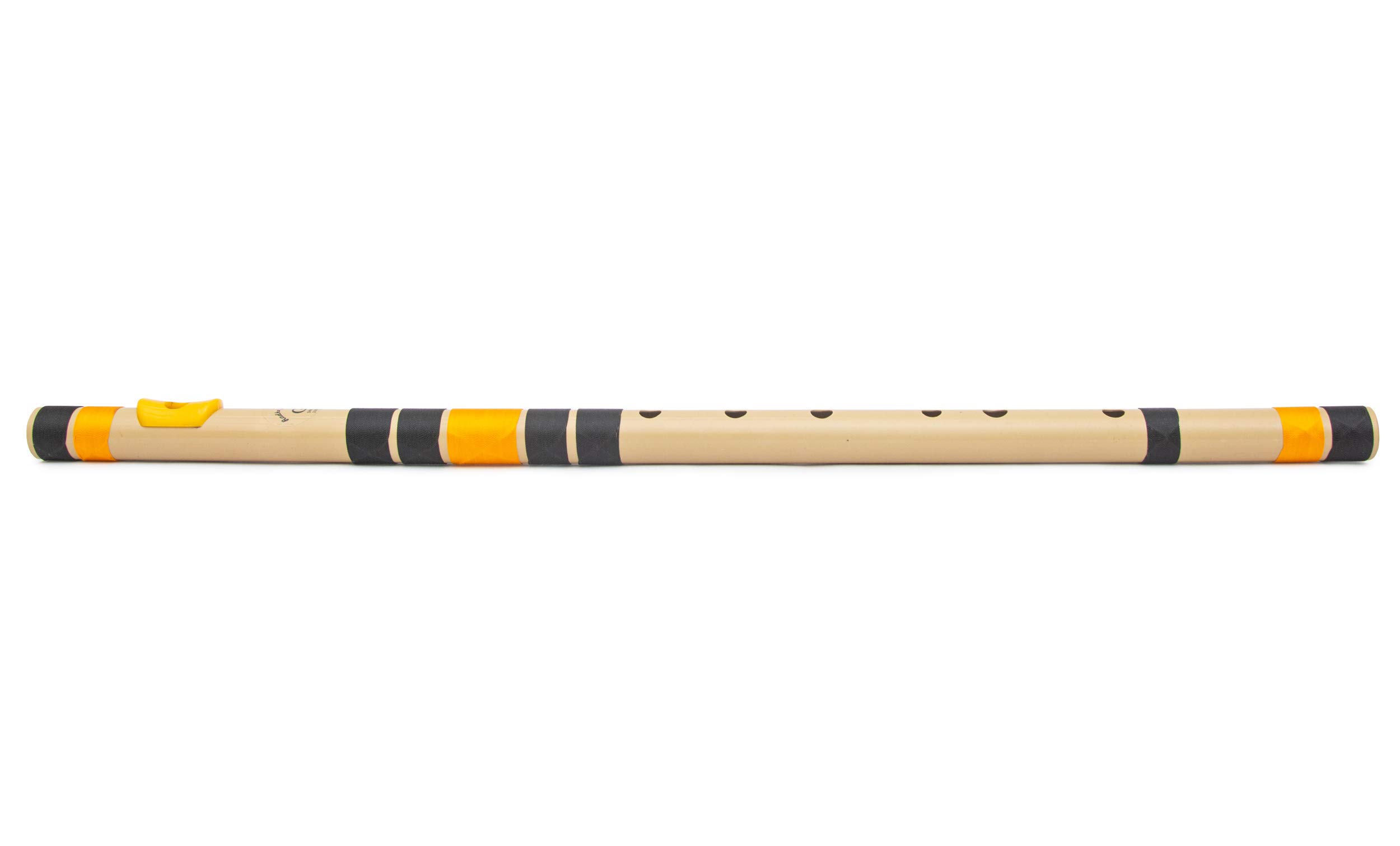 Radhe Flutes | G Natural Left Handed Base Bansuri | Black & Orange| Tuned With Tanpura A=440Hz | PVC Flute + Hindi & English Flute Lessons