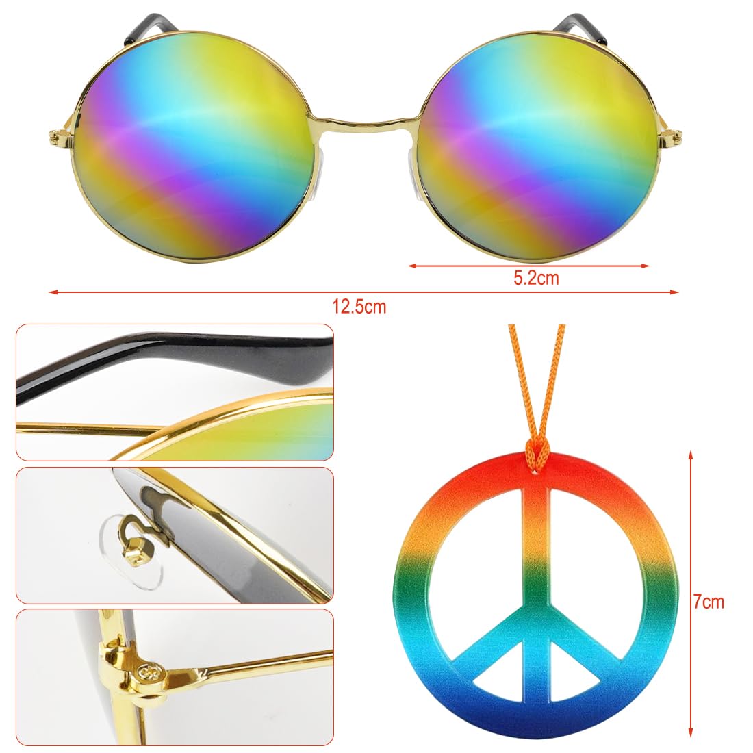 K costume hippie anni '60: fascia alla moda, occhiali da sole e pendente