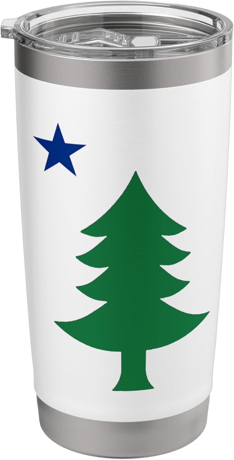 Maine Pine Tree State Flag Vintage USA America Souvenir Stainless Steel Insulated Tumbler