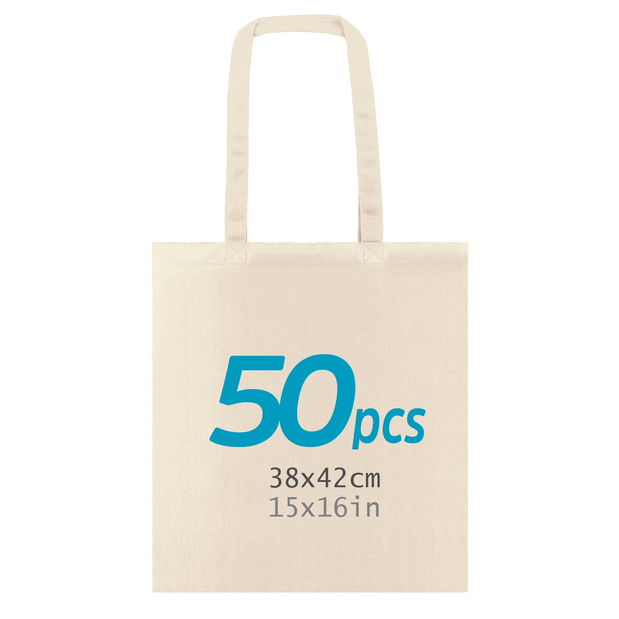 Bolsa Tote Bag, Pack de Bolsas de Algodón Multiusos con asas largas, Bolsa Fuerte, Lavable reutilizable, ideal para bolsa Compra, para Ropa, Colegio, Alimentos, Verduras, Manualidades, Pintar