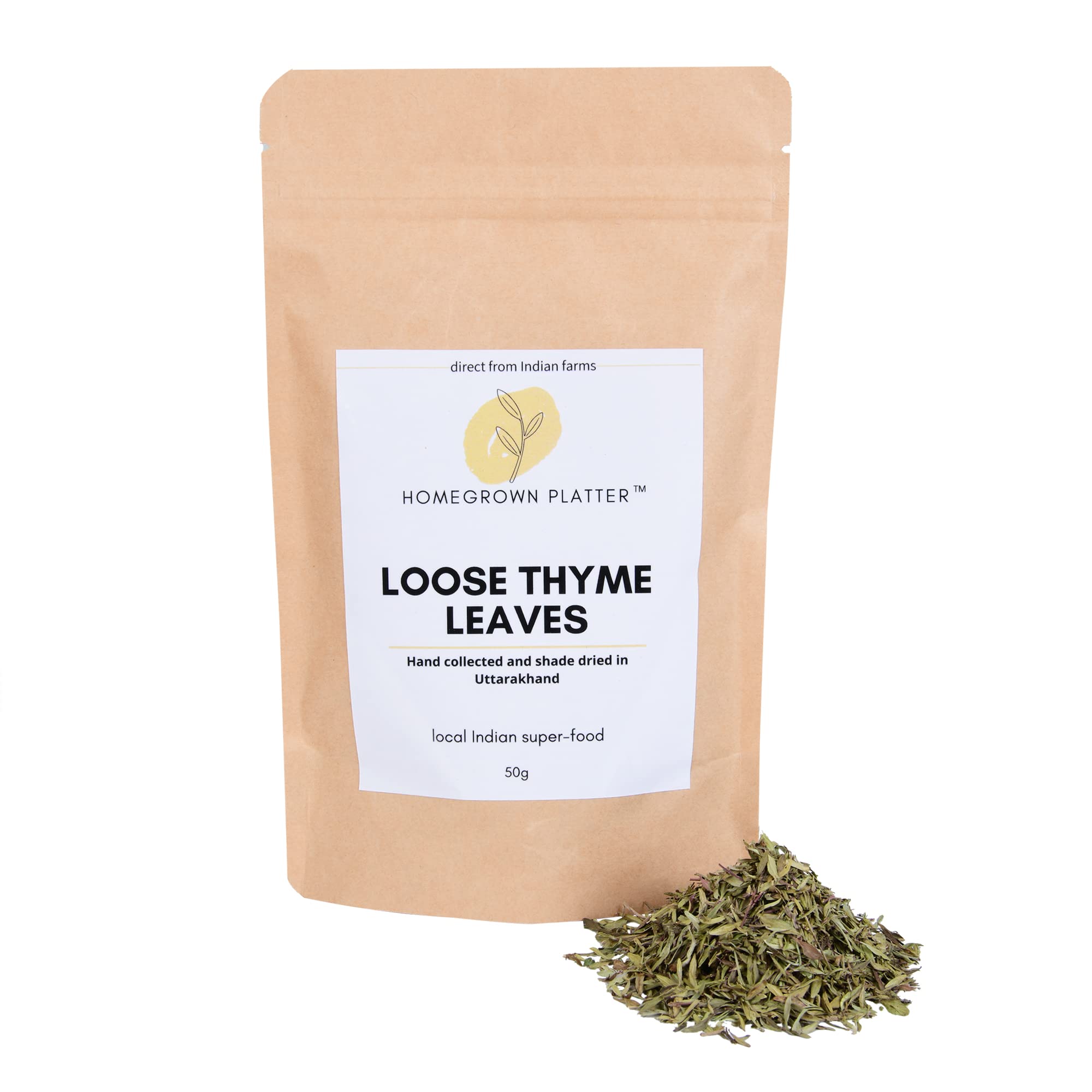 Homegrown Platter Dried Thyme Leaves - 50 grams | Organic | Herbal Tea | For Cough and Cold | Loose Leaves | Seasoning (B0BQYX9ZJM) Amazon Price History, Amazon Price Tracker