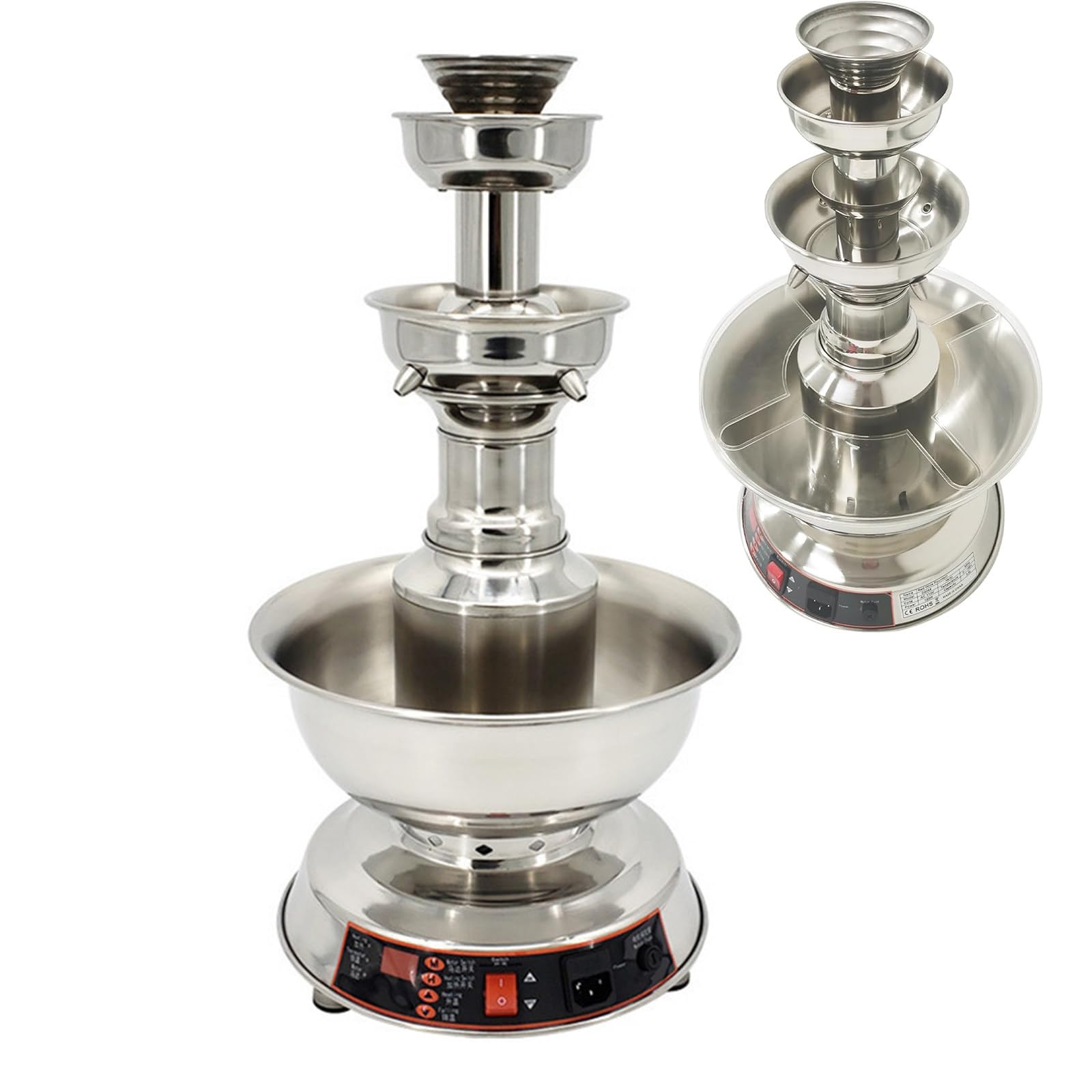 YXYLJOZ Electric Wine Fountain with Temp Control, 3-Tier Champagne Fountain for Parties 3.5L, Stainless Steel Cocktail Dispenser for Weddings