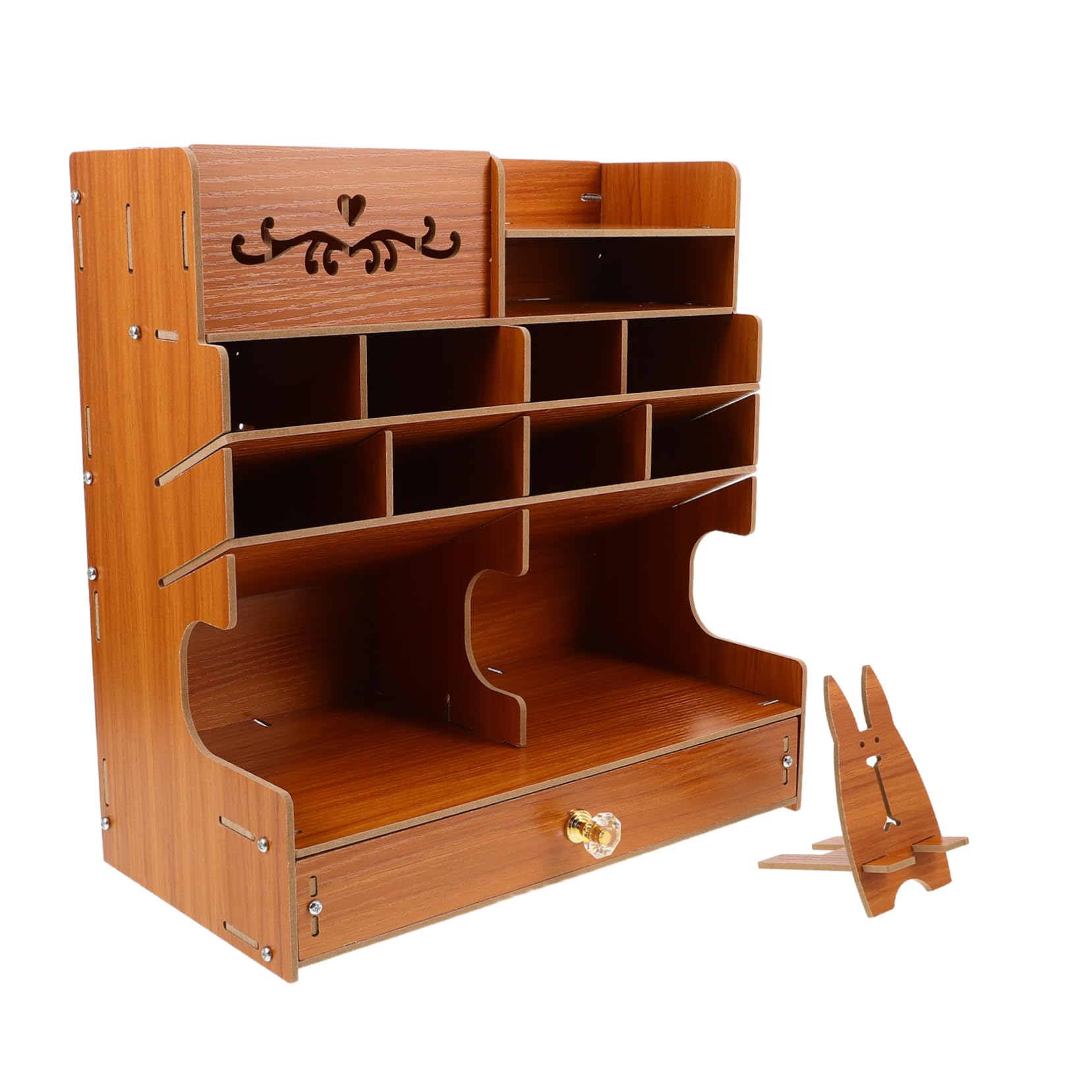 Caja De Almacenamiento De Papelería De Madera Portalápices De Madera Con Múltiples Compartimentos Organizador De Escritorio Para Bolígrafos y Papelería Para Oficina y Estudio
