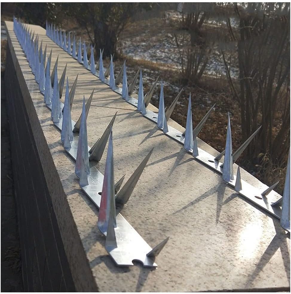 Barbed Wire Fence Metal Spikes Barbed Wire, Outdoor Wall Spikes Bird Pigeon Spikes Security Fence Spikes Anti-Theft Climb Strips for Roof, Wall, Railing (Color : 304, Size : Medium)